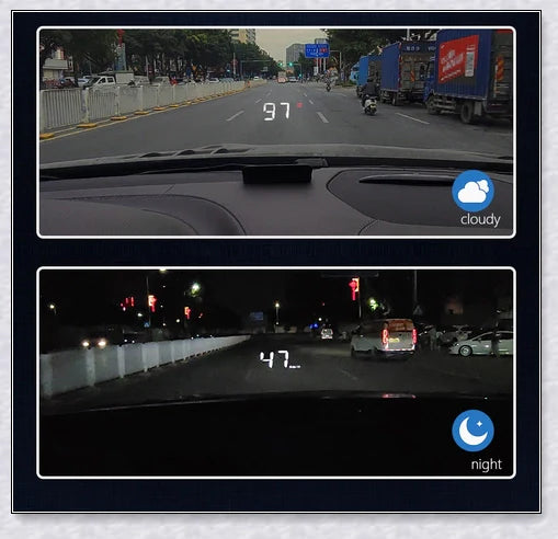 M3 Auto OBD2 GPS Head Up Display for Cars with real-time speed, compass, and satellite icon display