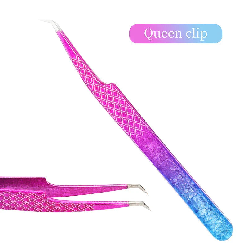 Elegant and precise eyelash tweezers with an ice flower design, perfect for salon-quality lash extensions and eyebrow grooming.
