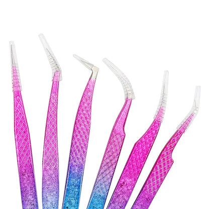 Elegant and precise eyelash tweezers with an ice flower design, perfect for salon-quality lash extensions and eyebrow grooming.