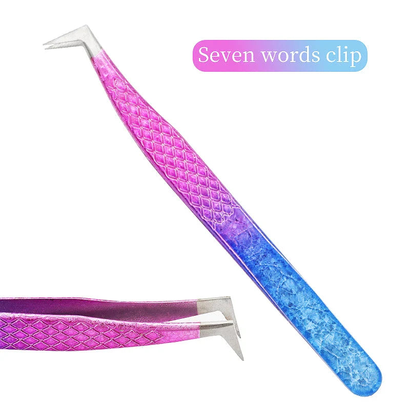 Elegant and precise eyelash tweezers with an ice flower design, perfect for salon-quality lash extensions and eyebrow grooming.