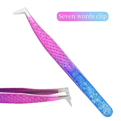 Elegant and precise eyelash tweezers with an ice flower design, perfect for salon-quality lash extensions and eyebrow grooming.