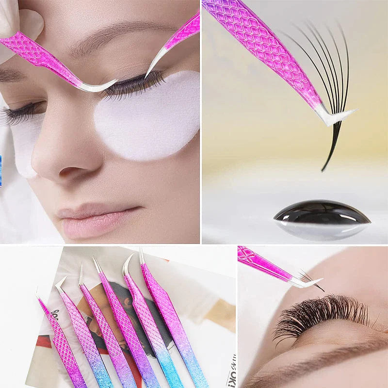 Elegant and precise eyelash tweezers with an ice flower design, perfect for salon-quality lash extensions and eyebrow grooming.
