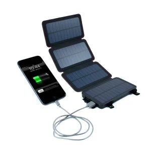 Portable solar powered charger panel with foldable design and high-capacity 8000 mAh battery for outdoor adventures