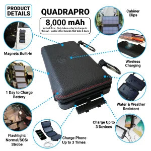 Portable solar powered charger panel with foldable design and high-capacity 8000 mAh battery for outdoor adventures
