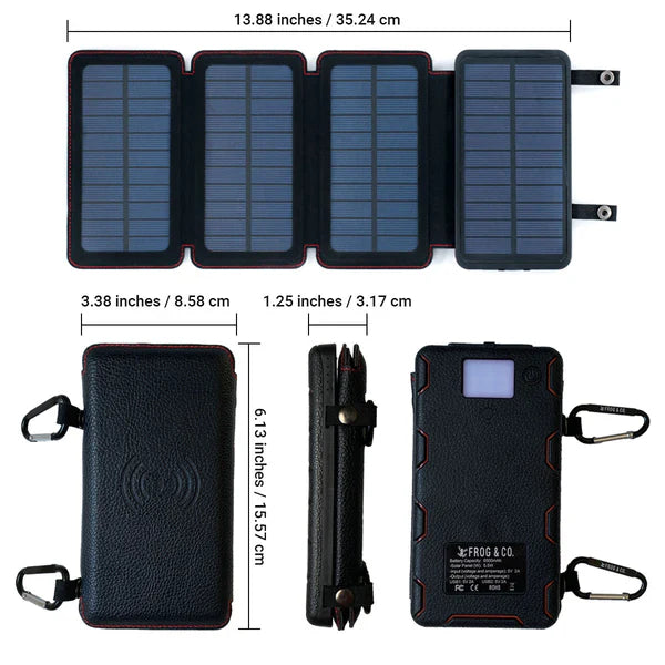 Portable solar powered charger panel with foldable design and high-capacity 8000 mAh battery for outdoor adventures