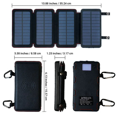 Portable solar powered charger panel with foldable design and high-capacity 8000 mAh battery for outdoor adventures