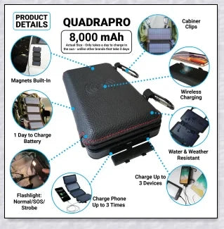 Portable solar powered charger panel with foldable design and high-capacity 8000 mAh battery for outdoor adventures