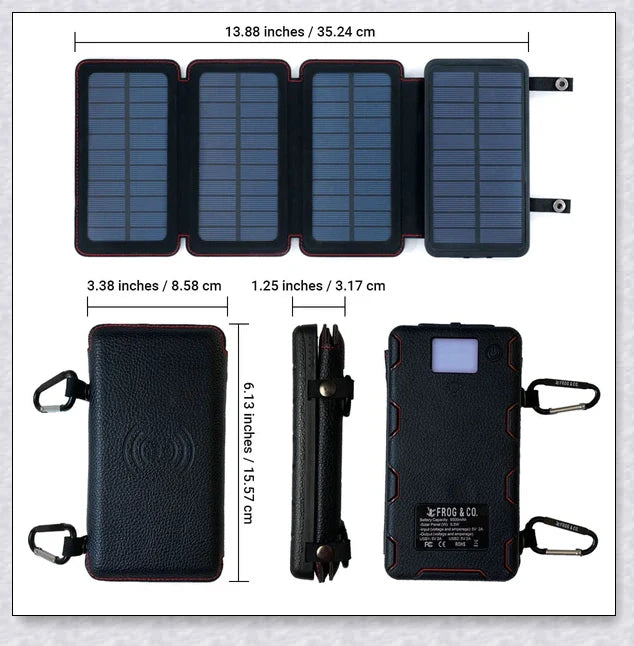 Portable solar powered charger panel with foldable design and high-capacity 8000 mAh battery for outdoor adventures