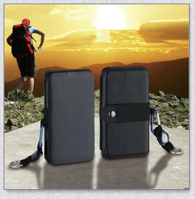 Portable solar powered charger panel with foldable design and high-capacity 8000 mAh battery for outdoor adventures