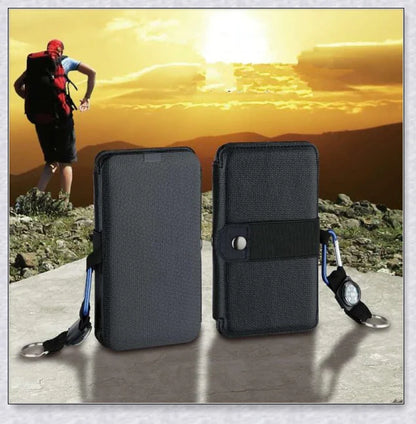 Portable solar powered charger panel with foldable design and high-capacity 8000 mAh battery for outdoor adventures