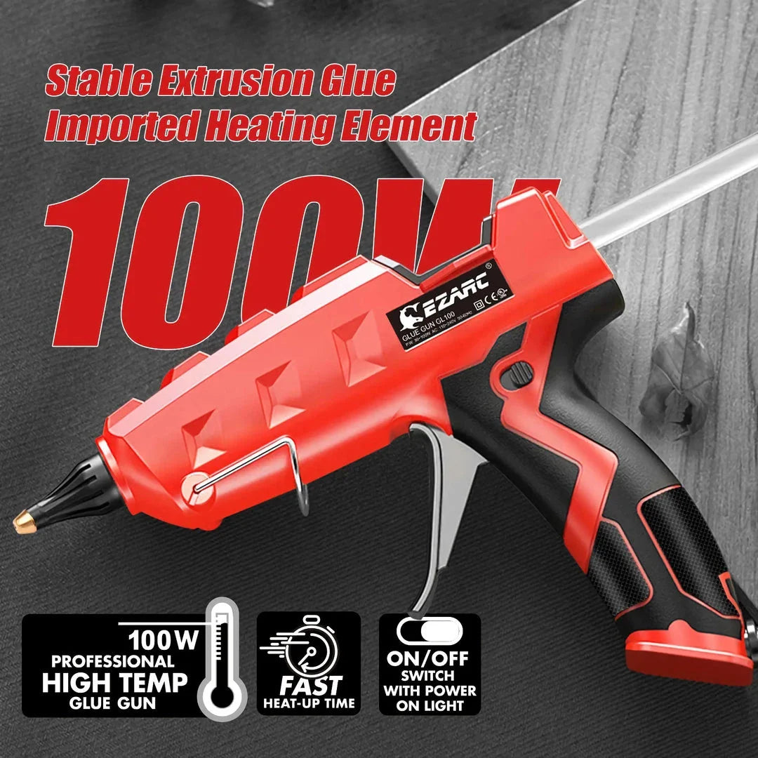 Trendha Heavy Duty 100W Hot Melt Glue Gun Kit with 20 Glue Sticks for DIY and Crafts
