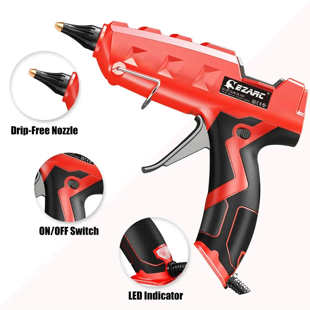 Trendha Heavy Duty 100W Hot Melt Glue Gun Kit with 20 Glue Sticks for DIY and Crafts