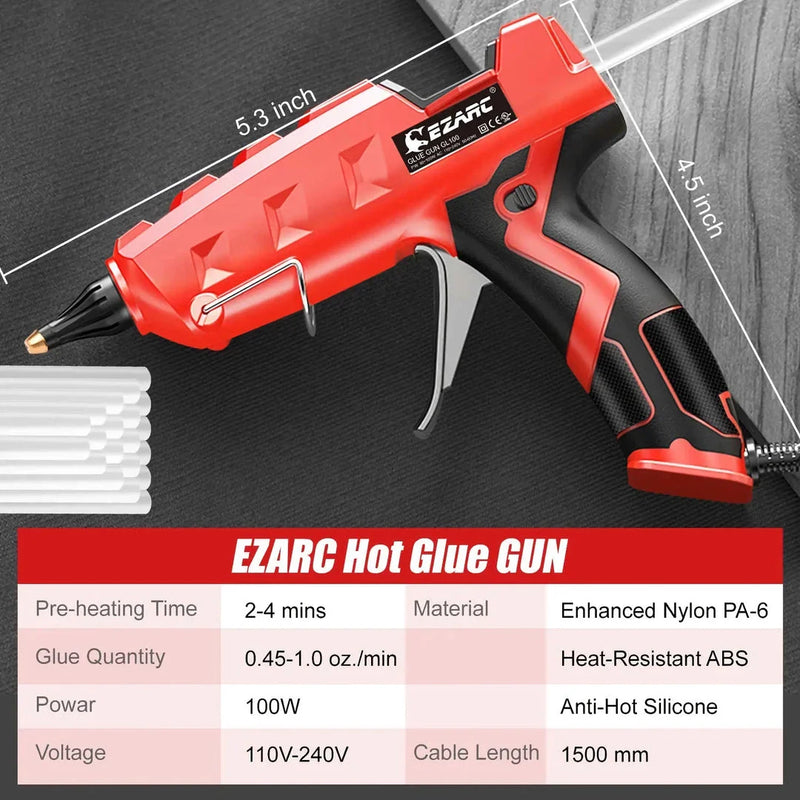 Hhomeenjoy Heavy Duty 100W Hot Melt Glue Gun Kit with 20 Glue Sticks for DIY and Crafts