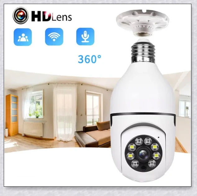 HD 1080P 360 degree panoramic wifi security camera light bulb for discreet home and office monitoring
