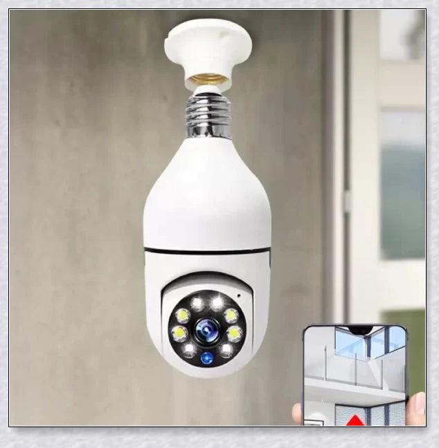 HD 1080P 360 degree panoramic wifi security camera light bulb for discreet home and office monitoring