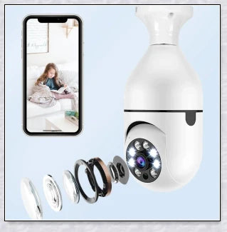 HD 1080P 360 degree panoramic wifi security camera light bulb for discreet home and office monitoring