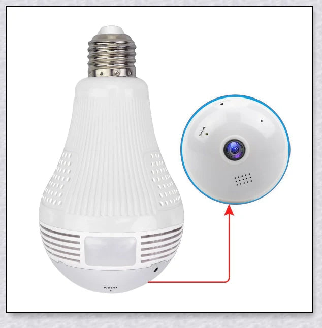 HD 1080P 360 degree panoramic wifi security camera light bulb for discreet home and office monitoring