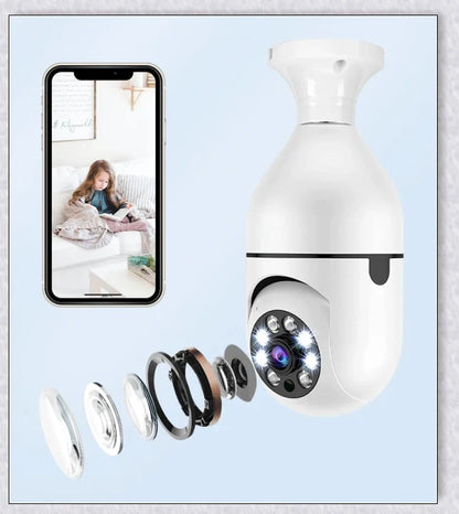 HD 1080P 360 degree panoramic wifi security camera light bulb for discreet home and office monitoring