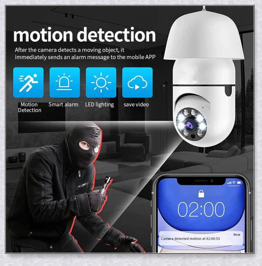 HD 1080P 360 degree panoramic wifi security camera light bulb for discreet home and office monitoring