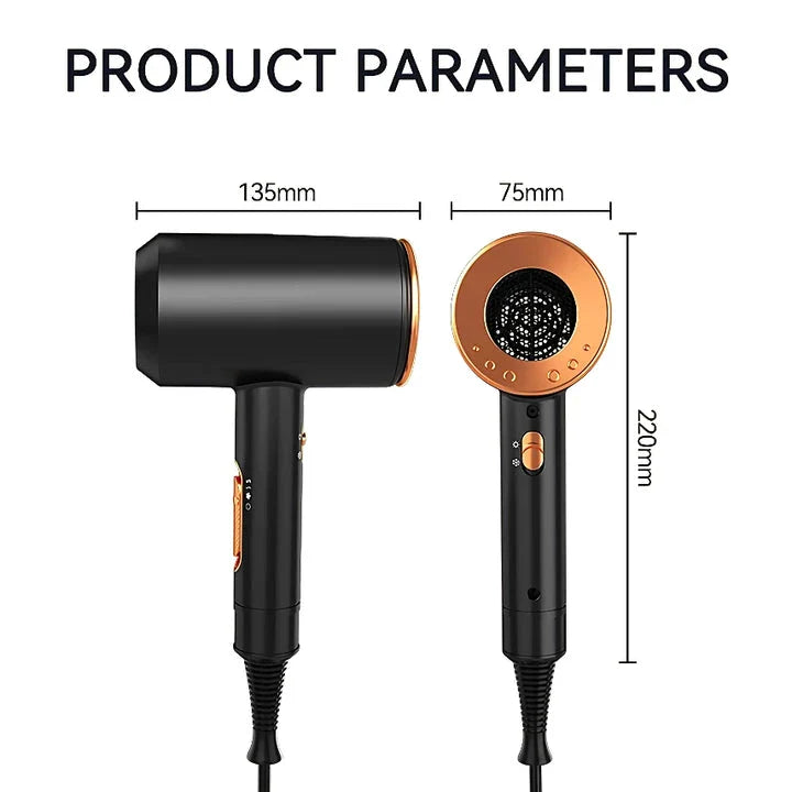 High-speed negative ion hair dryer with diffuser attachment for fast, frizz-free drying and salon-quality styling
