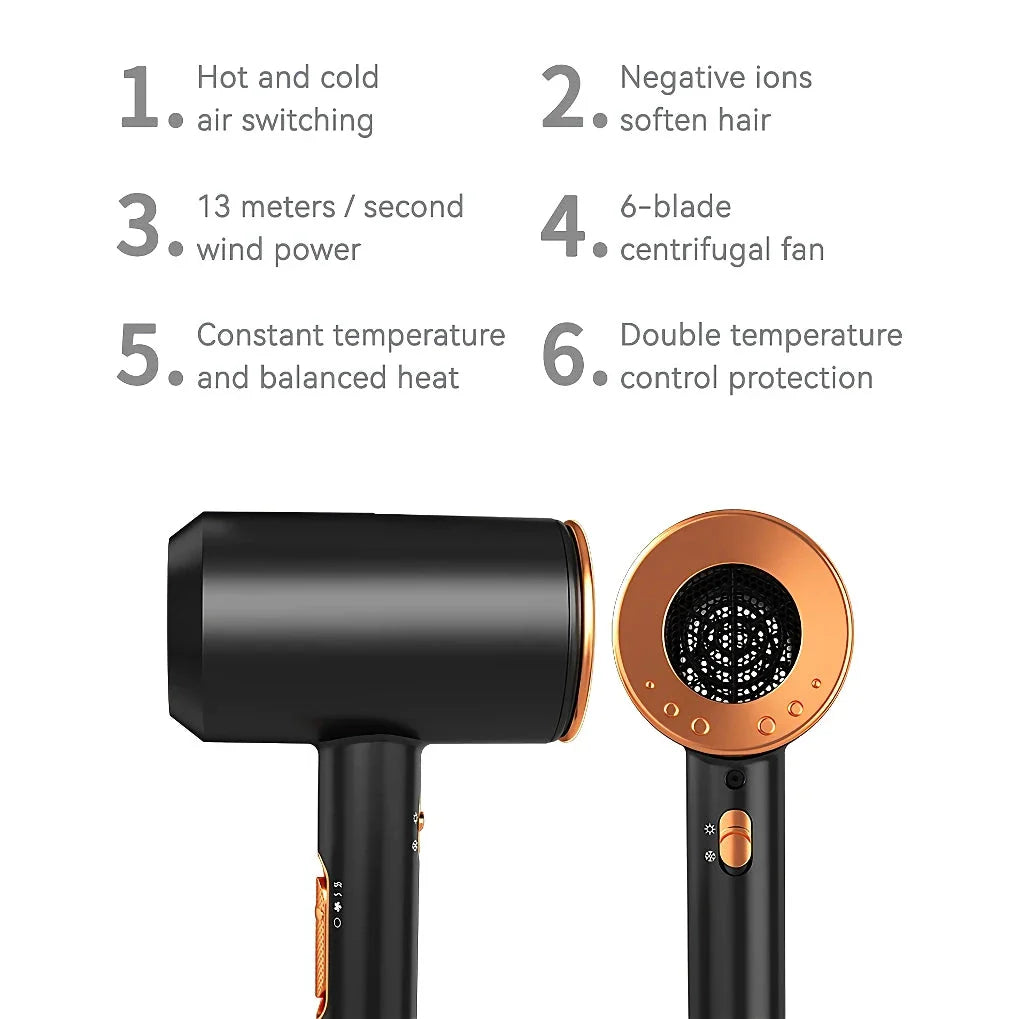 High-speed negative ion hair dryer with diffuser attachment for fast, frizz-free drying and salon-quality styling