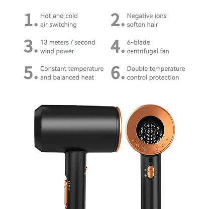 High-speed negative ion hair dryer with diffuser attachment for fast, frizz-free drying and salon-quality styling