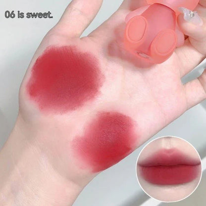 Matte Finish Bear Cute Rabbit Lip Mud in various shades with a playful design