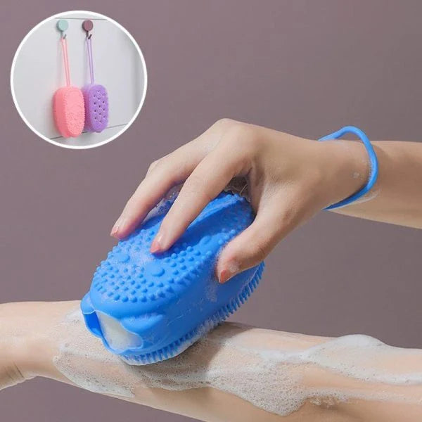 Soft, durable silicone sponge for effortless bathroom cleaning and scrubbing