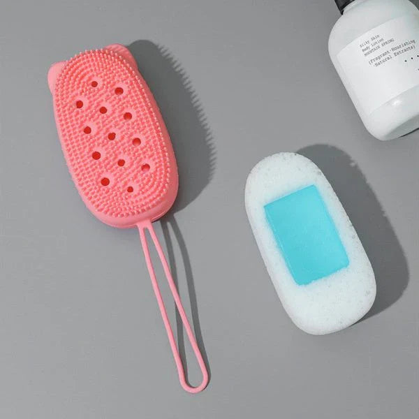 Soft, durable silicone sponge for effortless bathroom cleaning and scrubbing