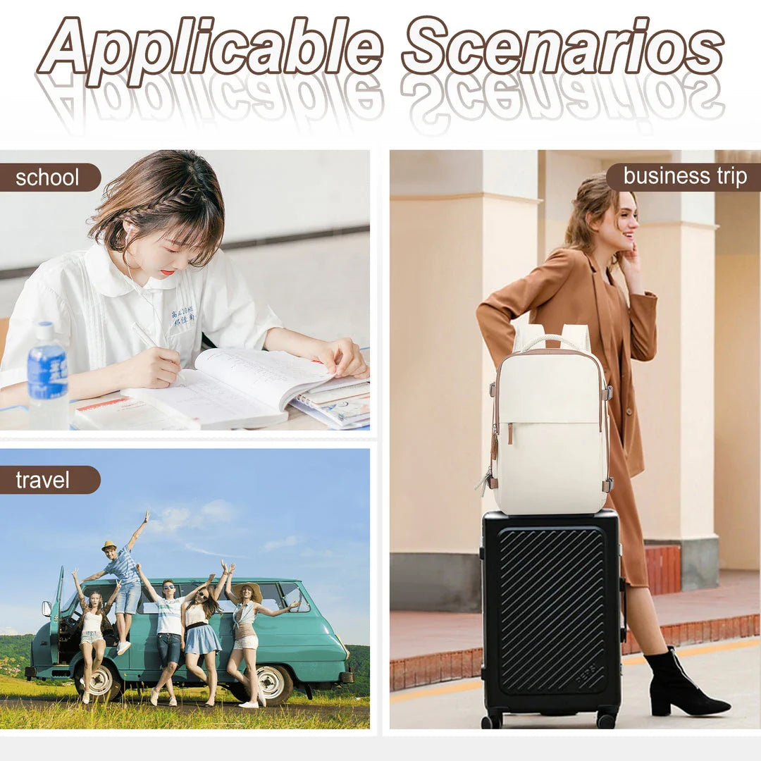 Large travel backpack with waterproof nylon construction, organized interior, and padded shoulder straps for comfortable carrying