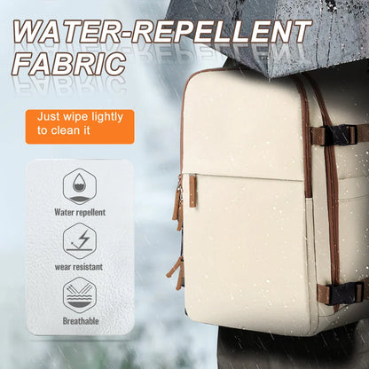 Large travel backpack with waterproof nylon construction, organized interior, and padded shoulder straps for comfortable carrying