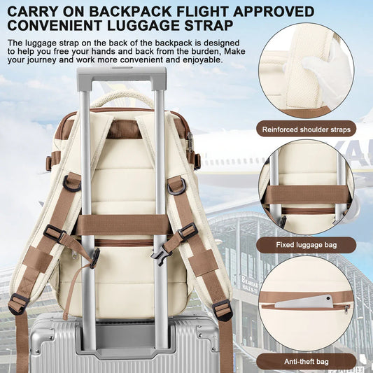 Large travel backpack with waterproof nylon construction, organized interior, and padded shoulder straps for comfortable carrying