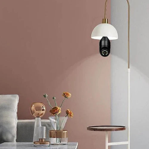 5G WiFi E27 Bulb Surveillance Camera with 360-degree coverage, night vision, and remote control capabilities for comprehensive home security