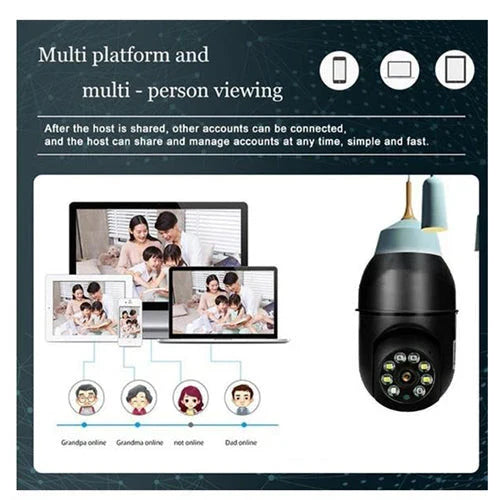 5G WiFi E27 Bulb Surveillance Camera with 360-degree coverage, night vision, and remote control capabilities for comprehensive home security