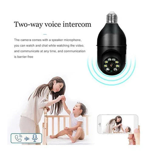 5G WiFi E27 Bulb Surveillance Camera with 360-degree coverage, night vision, and remote control capabilities for comprehensive home security