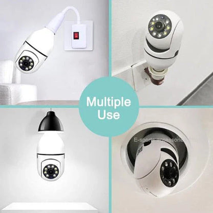 5G WiFi E27 Bulb Surveillance Camera with 360-degree coverage, night vision, and remote control capabilities for comprehensive home security