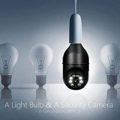 5G WiFi E27 Bulb Surveillance Camera with 360-degree coverage, night vision, and remote control capabilities for comprehensive home security