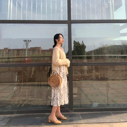 New Ladies Flower Basket Princess Bag featuring a handwoven rattan construction and charming floral design