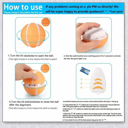 Remote Control Pet Bounce Ball - Durable, Interactive Toy with Vibrant LED Colors and Remote Control for Endless Pet Playtime Fun