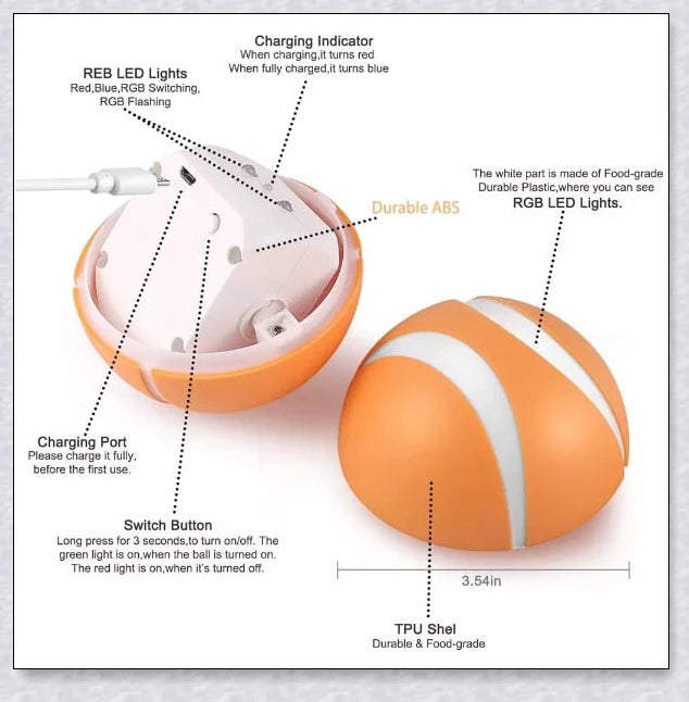 Remote Control Pet Bounce Ball - Durable, Interactive Toy with Vibrant LED Colors and Remote Control for Endless Pet Playtime Fun
