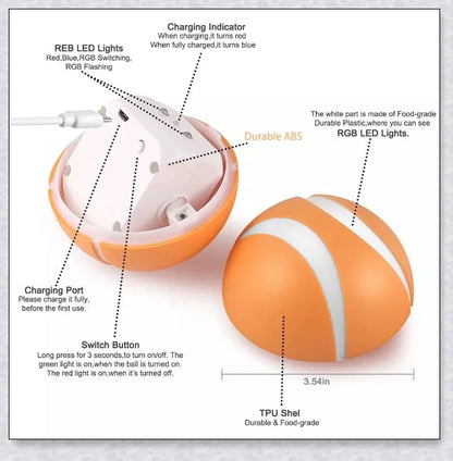 Remote Control Pet Bounce Ball - Durable, Interactive Toy with Vibrant LED Colors and Remote Control for Endless Pet Playtime Fun