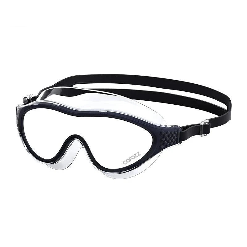 Professional waterproof anti-fog UV protection swimming goggles for adults with a wide field of vision, shatterproof lenses, and a comfortable silicone seal