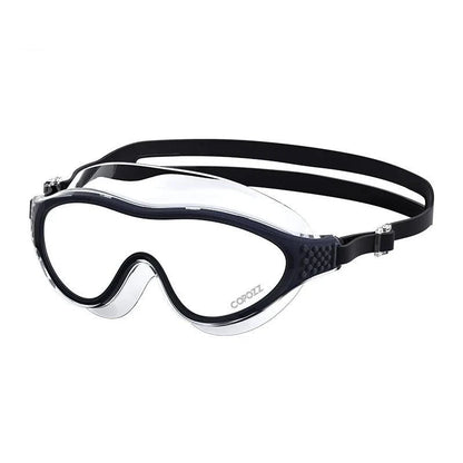 Professional waterproof anti-fog UV protection swimming goggles for adults with a wide field of vision, shatterproof lenses, and a comfortable silicone seal