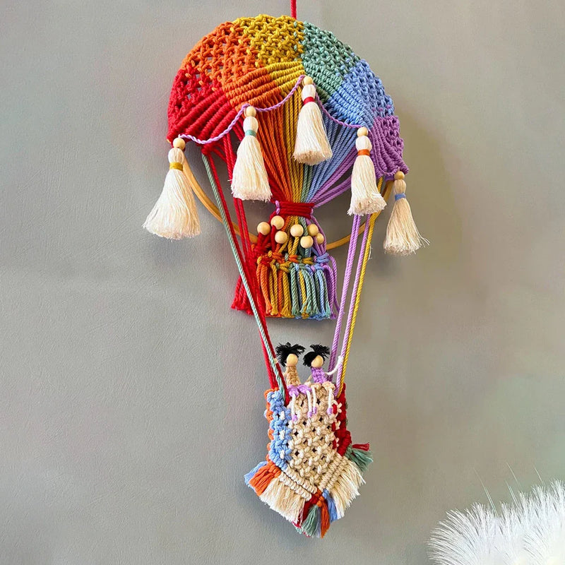 Hhomeenjoy Creative Hot Air Balloon Wall Hanging Hand-woven Tapestry Wall Decoration