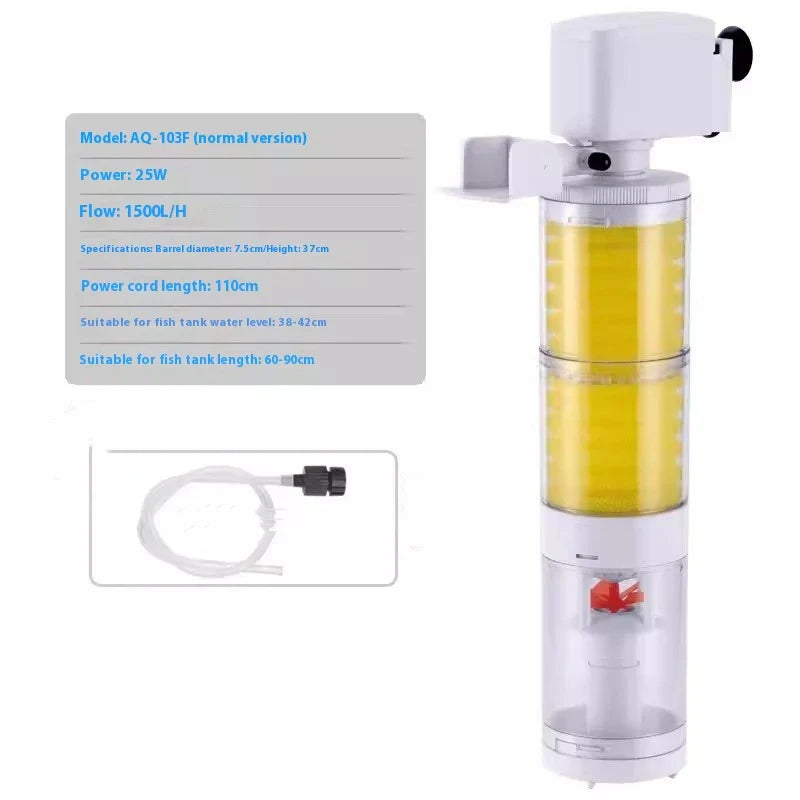 A fish tank with a built-in filter and a suction wall-hung urinal toilet, creating a unique and innovative bathroom fixture