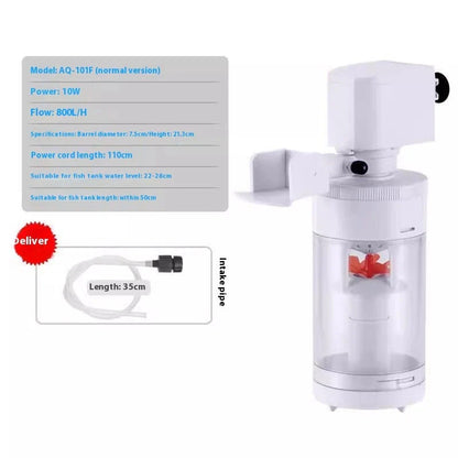 A fish tank with a built-in filter and a suction wall-hung urinal toilet, creating a unique and innovative bathroom fixture