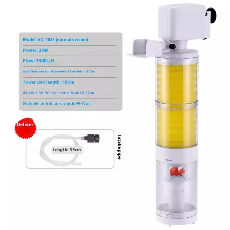 A fish tank with a built-in filter and a suction wall-hung urinal toilet, creating a unique and innovative bathroom fixture