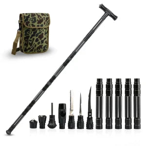 Durable, adjustable, and multifunctional collapsible walking stick for outdoor adventures and survival situations
