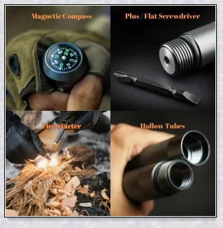 Durable, adjustable, and multifunctional collapsible walking stick for outdoor adventures and survival situations