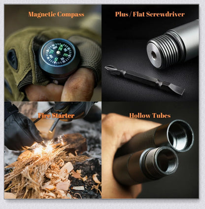 Durable, adjustable, and multifunctional collapsible walking stick for outdoor adventures and survival situations